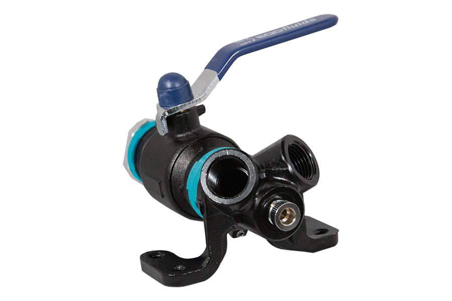 UnipipeAIR Wall Mounted Drop End with 25mm Ball Valve & Double Port Photo